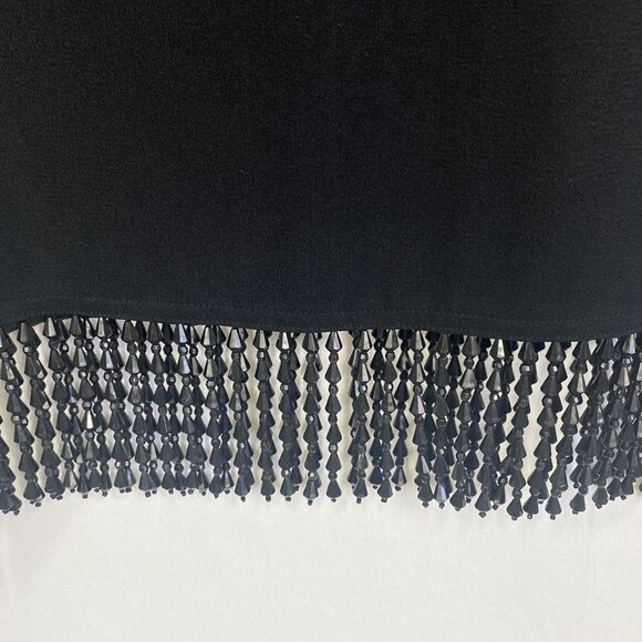 A.J. Bari Vintage Black Midi Cocktail Dress Beaded Detail Size 4 Long Sleeve - Picture 7 of 14